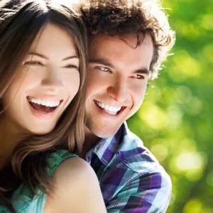 young couple with great smiles